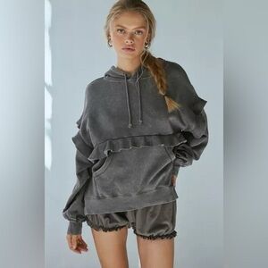 Urban Outfitters Out From Under Fade Away Ruffled Hoodie Sweatshirt